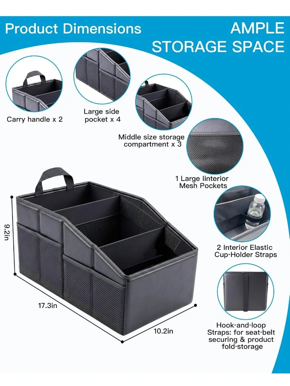 Car Trunk Organizer reinforced dividable car backseat organizers